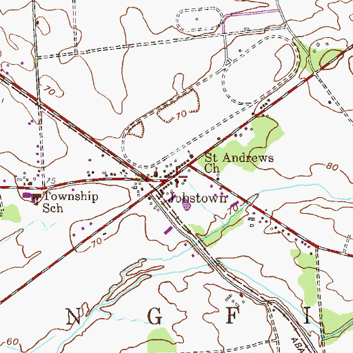Topographic Map of Jobstown, NJ
