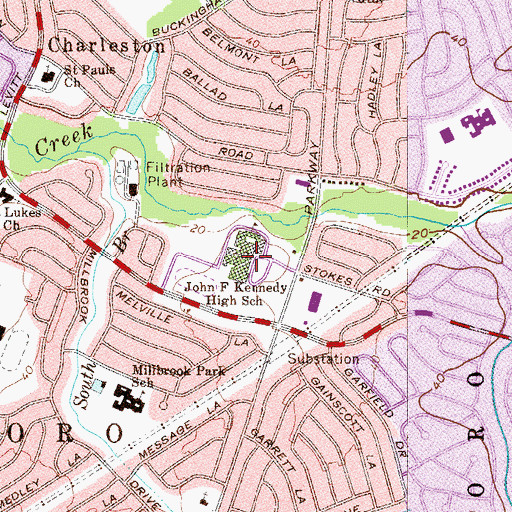 Topographic Map of John F Kennedy High School, NJ