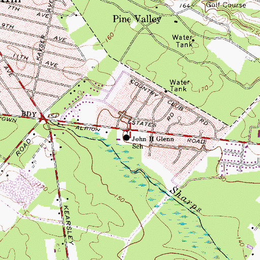 Topographic Map of John Glenn Elementary School, NJ