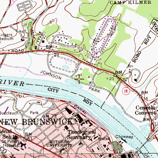 Topographic Map of Johnson Park, NJ