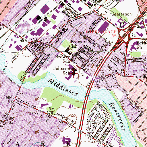 Topographic Map of Arthur L Johnson High School, NJ