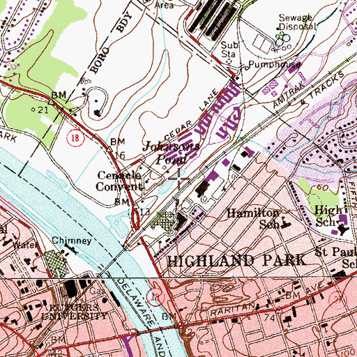 Topographic Map of Johnsons Pond (historical), NJ