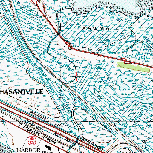 Topographic Map of Jonathan Thorofare, NJ