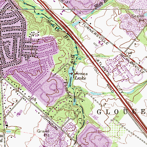 Topographic Map of Jones Lake, NJ