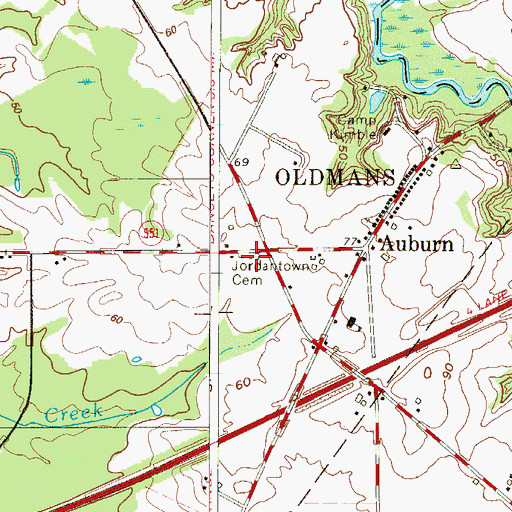 Topographic Map of Jordantown Cemetery, NJ
