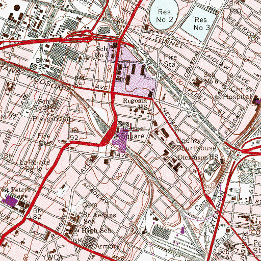 Topographic Map of Journal Square, NJ