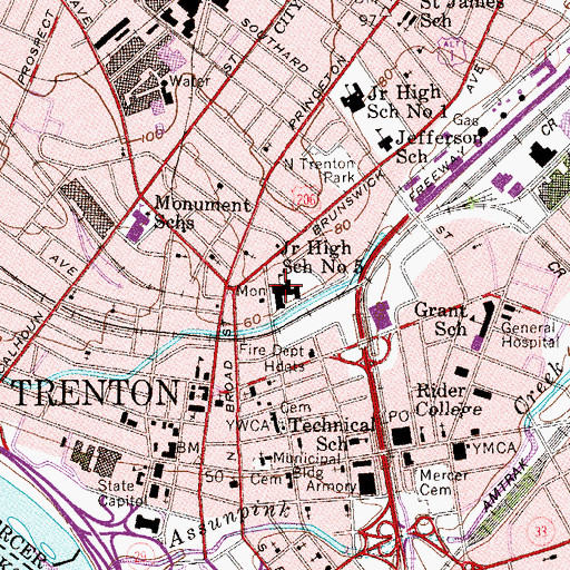 Topographic Map of Junior High School Number 5, NJ