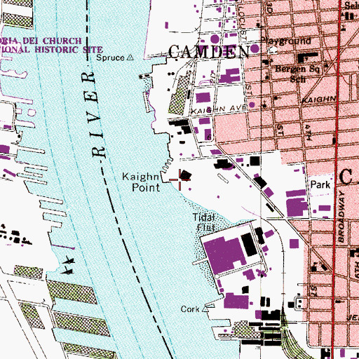 Topographic Map of Kaighn Point, NJ