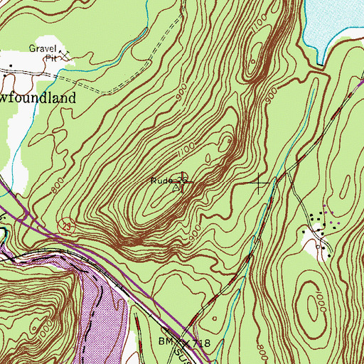 Topographic Map of Kanouse Mountain, NJ