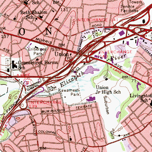 Topographic Map of Kawameeh Park, NJ