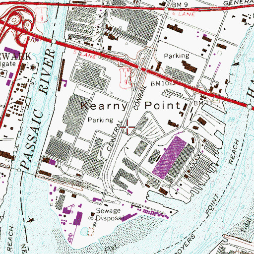 Topographic Map of Kearny Point, NJ