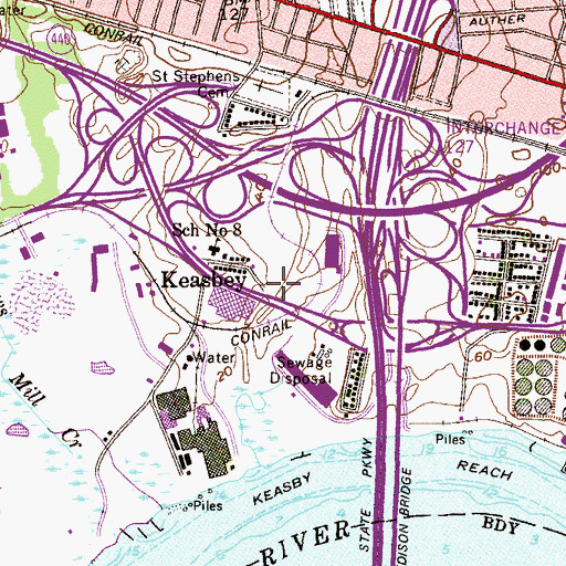 Topographic Map of Keasbey, NJ