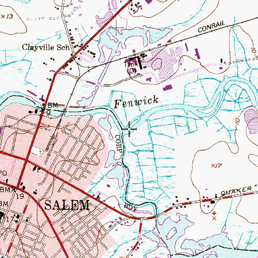 Topographic Map of Keasbeys Creek, NJ