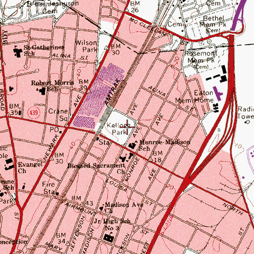 Topographic Map of Kellogg Park, NJ