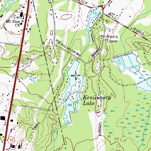 Topographic Map of Kenilworth Lake, NJ