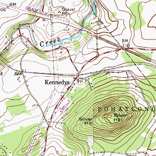 Topographic Map of Kennedys, NJ