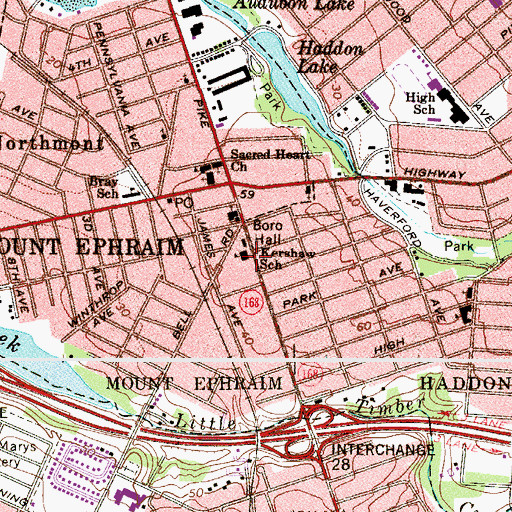 Topographic Map of Raymond W Kershaw Elementary School, NJ