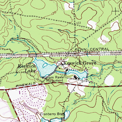 Topographic Map of Keswick Grove, NJ