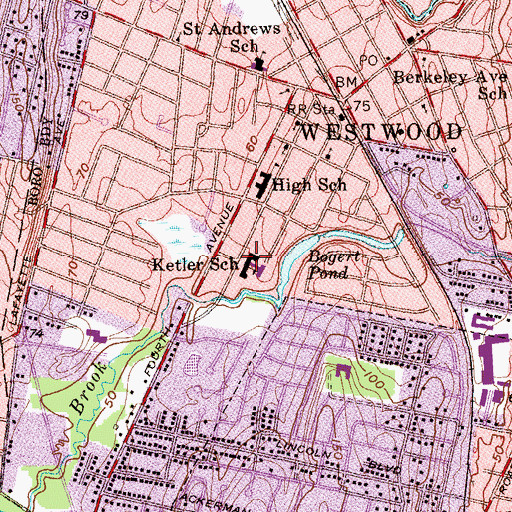 Topographic Map of Ketler Elementary School, NJ