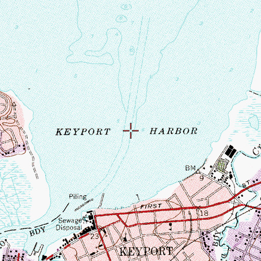 Topographic Map of Keyport Harbor, NJ