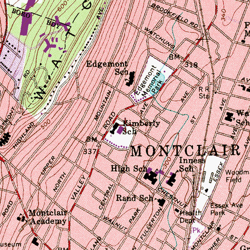 Topographic Map of Kimberly School, NJ