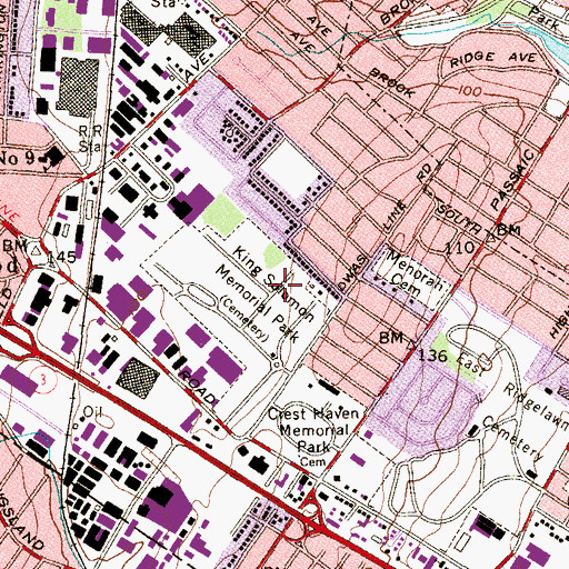 Topographic Map of King Solomon Memorial Park, NJ