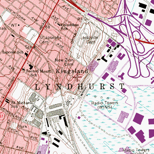 Topographic Map of Kingsland, NJ