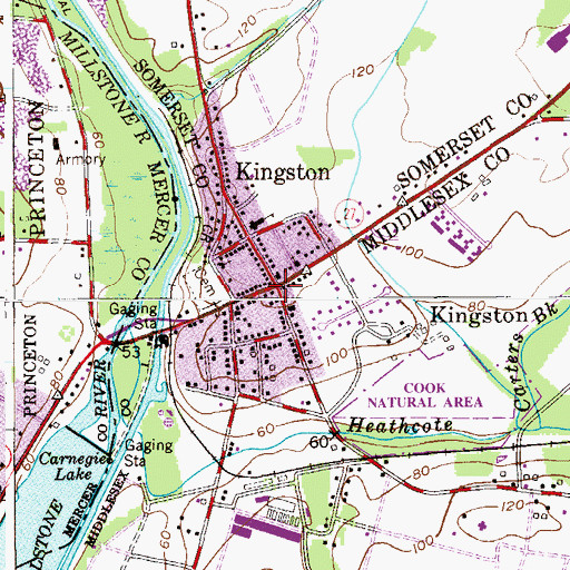 Topographic Map of Kingston, NJ