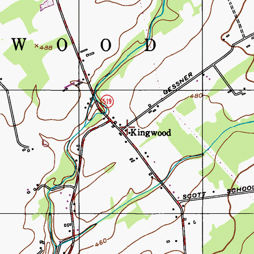 Topographic Map of Kingwood, NJ