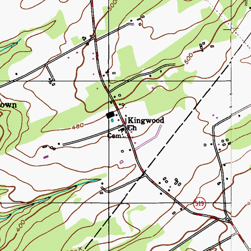 Topographic Map of Kingwood Church, NJ