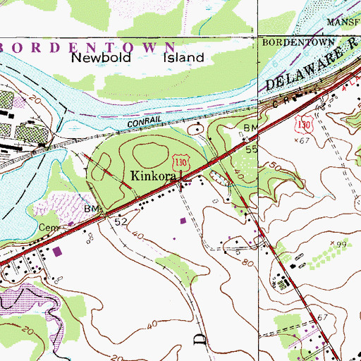 Topographic Map of Kinkora, NJ