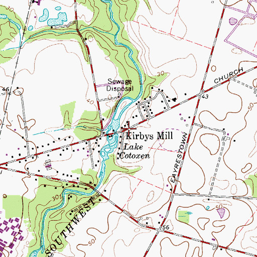 Topographic Map of Kirbys Mill, NJ