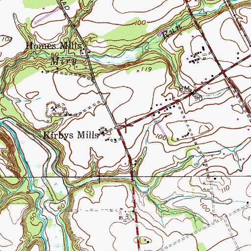 Topographic Map of Kirbys Mills, NJ