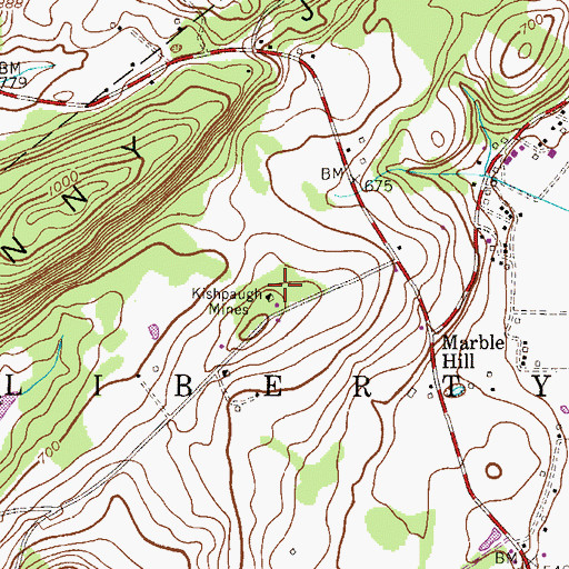 Topographic Map of Kishpaugh Mines, NJ