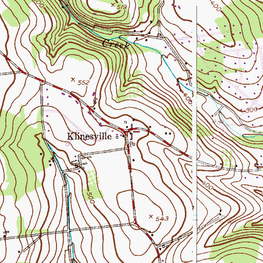 Topographic Map of Klinesville, NJ