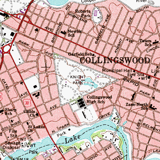 Topographic Map of Knight Park, NJ
