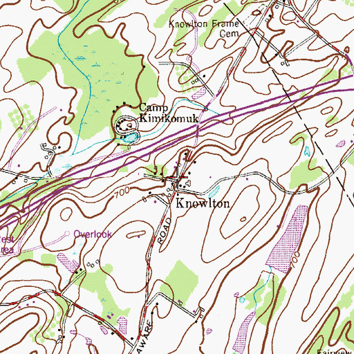 Topographic Map of Knowlton, NJ