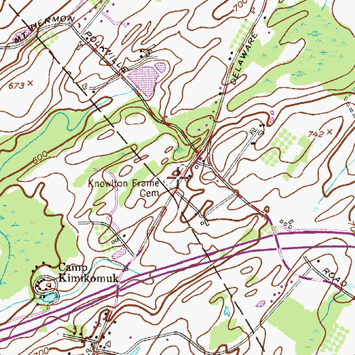 Topographic Map of Knowlton Frame Cemetery, NJ
