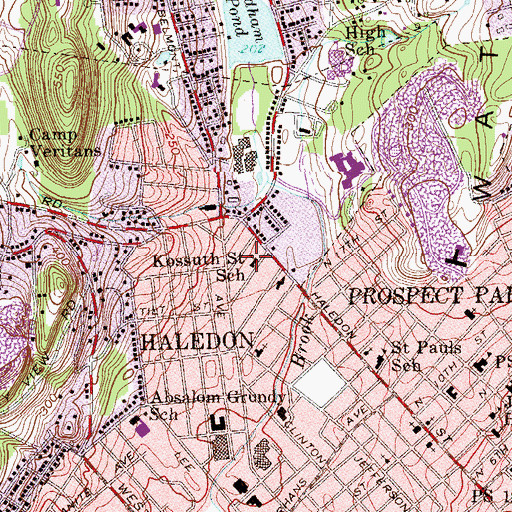 Topographic Map of Kossuth Street School (historical), NJ