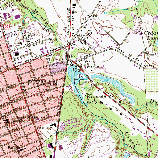 Topographic Map of Kressey Lake, NJ
