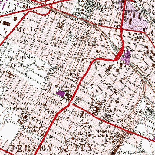 Topographic Map of LaPointe Park, NJ