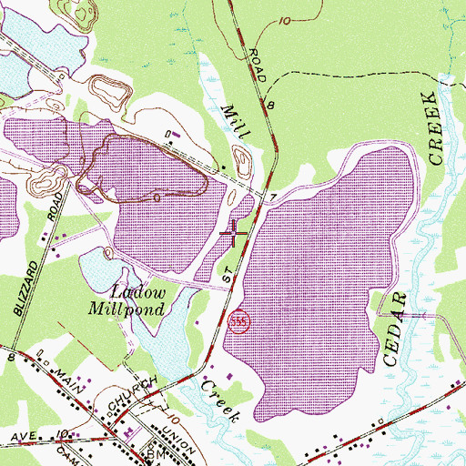 Topographic Map of Ladow Millpond, NJ