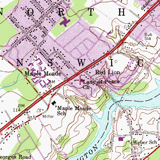 Topographic Map of Lady of Peace Church, NJ
