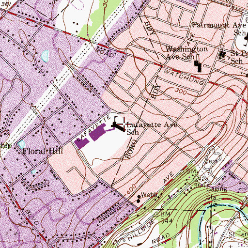 Topographic Map of Lafayette Elementary School, NJ
