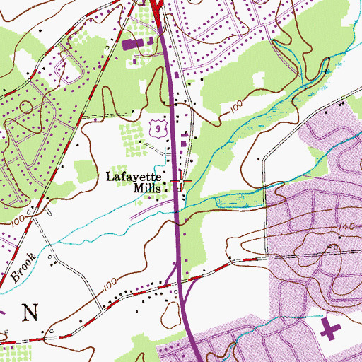 Topographic Map of Lafayette Mills, NJ
