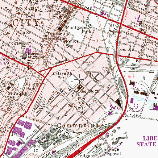 Topographic Map of Lafayette Park, NJ