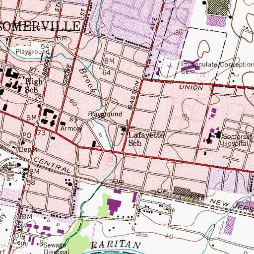 Topographic Map of Lafayette School, NJ