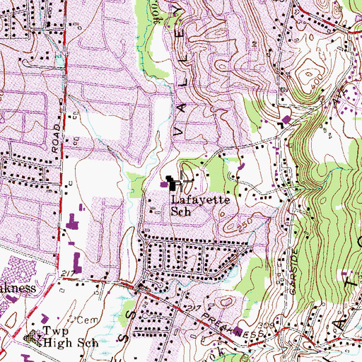 Topographic Map of Lafayette Elementary School, NJ