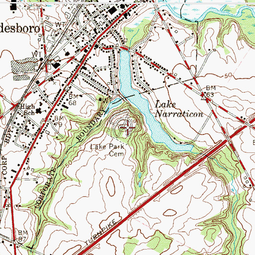 Topographic Map of Lake Park Cemetery, NJ