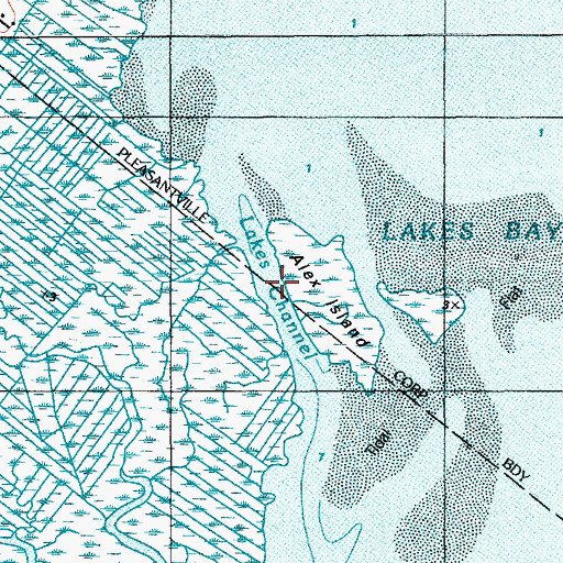 Topographic Map of Lakes Channel, NJ